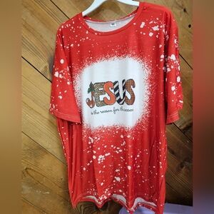 NWOT Jesus is the Reason for the Season faux bleached shirt 3XL